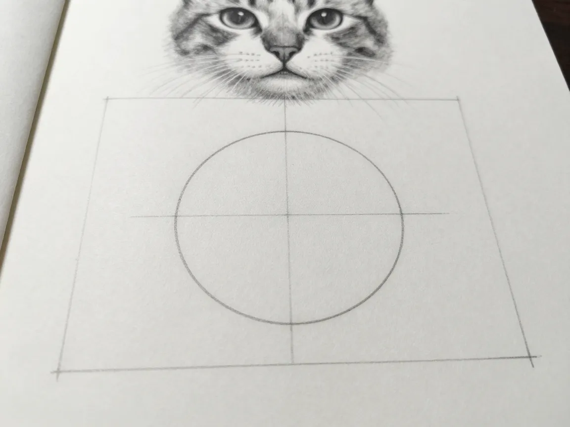 2 head circle with cross guidelines