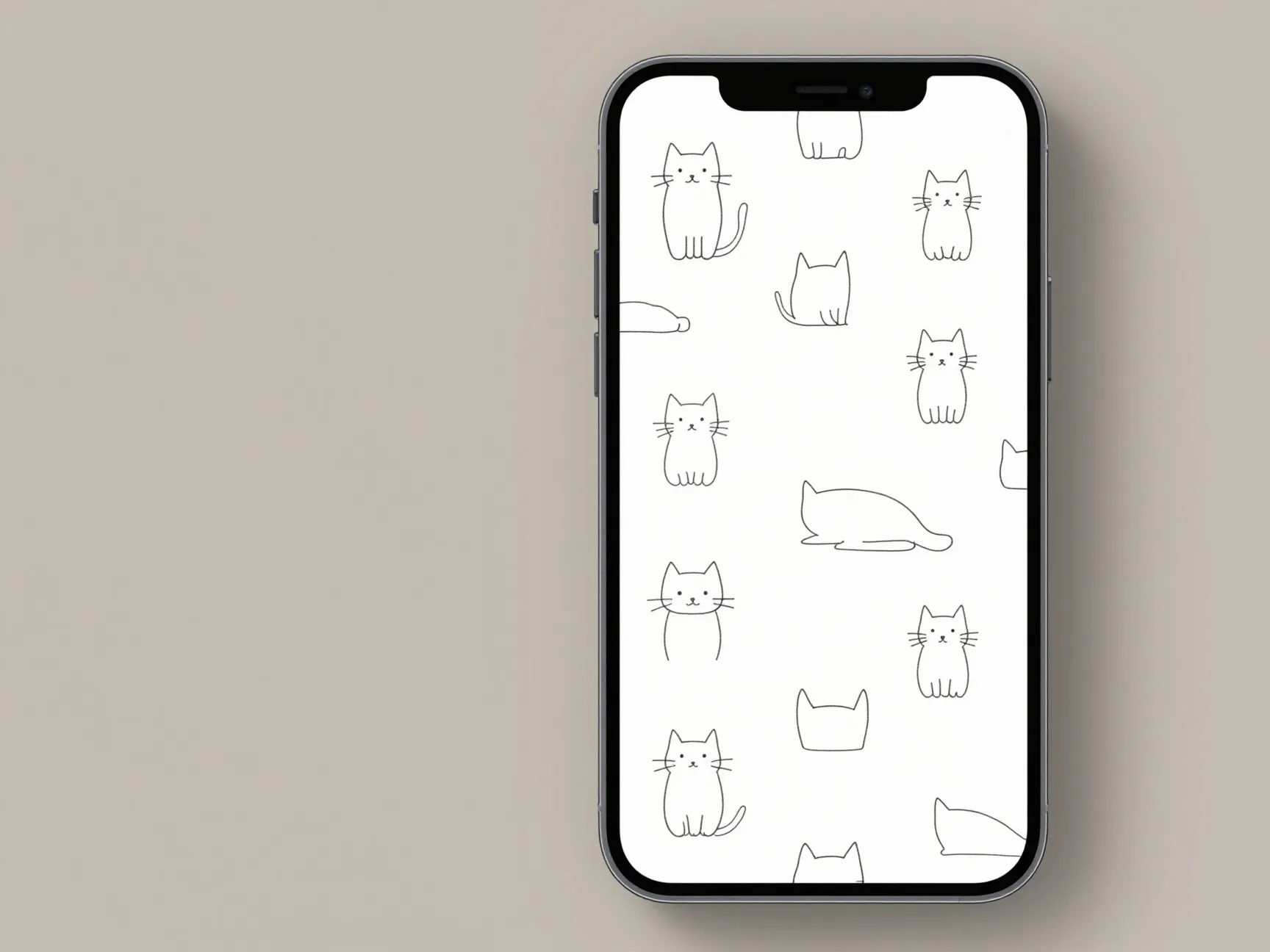 Minimalist line art cat patterns