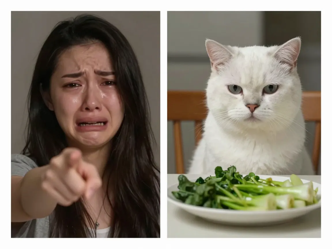 Woman yelling at a cat