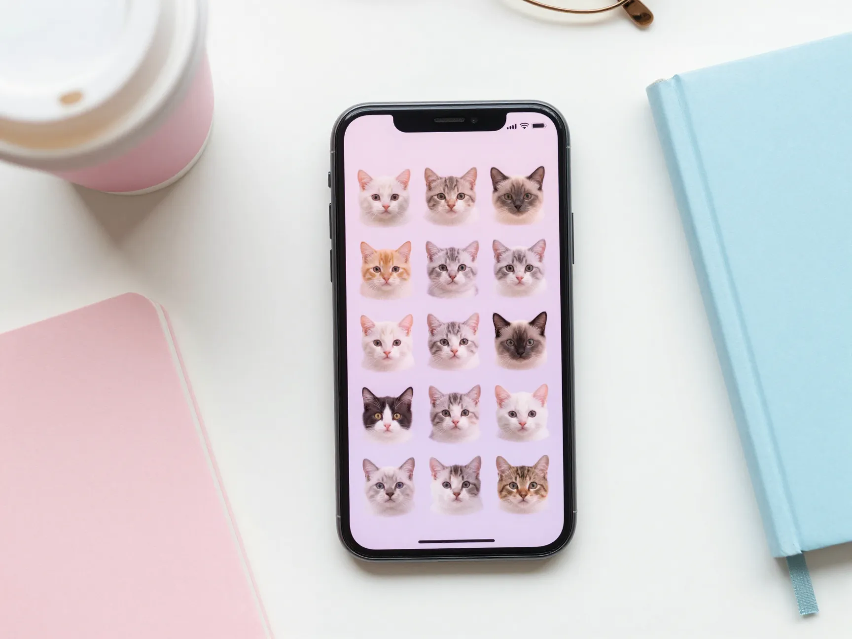 Pastel kitten grid patterns