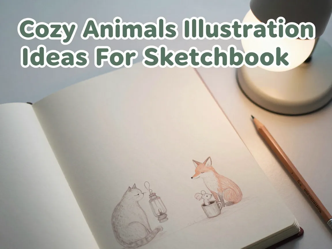 Cozy animals illustration ideas for sketchbook