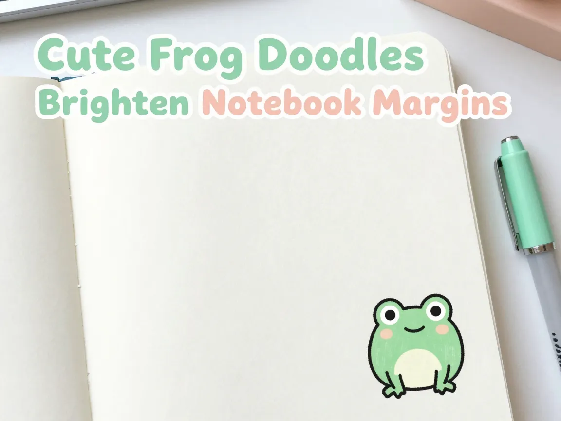 Cute frog doodles brighten notebook margins