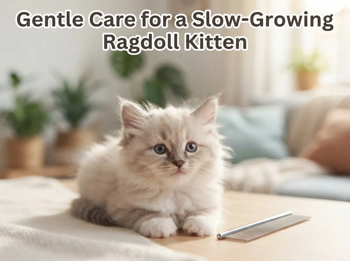 Gentle care for a slow growing ragdoll kitten