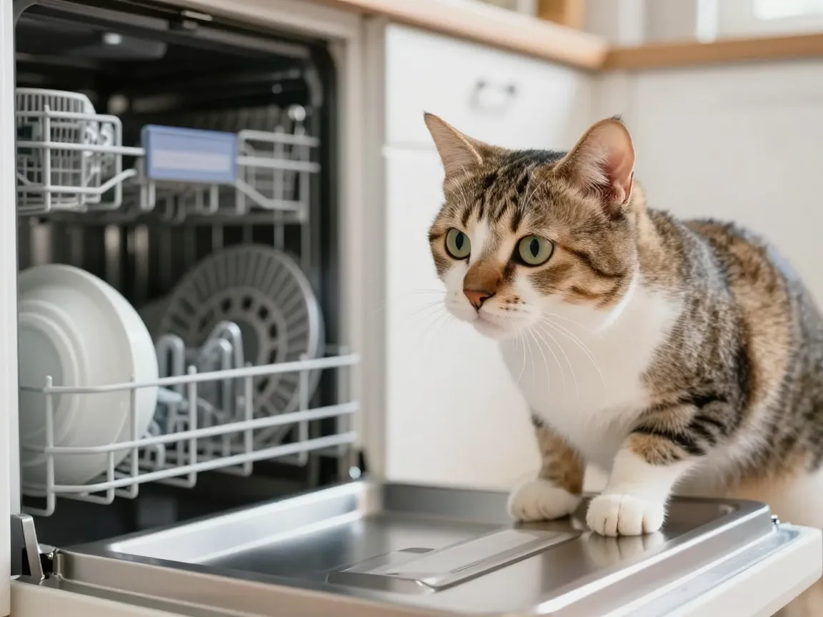 Dishwasher kitty and the great appliance inspection