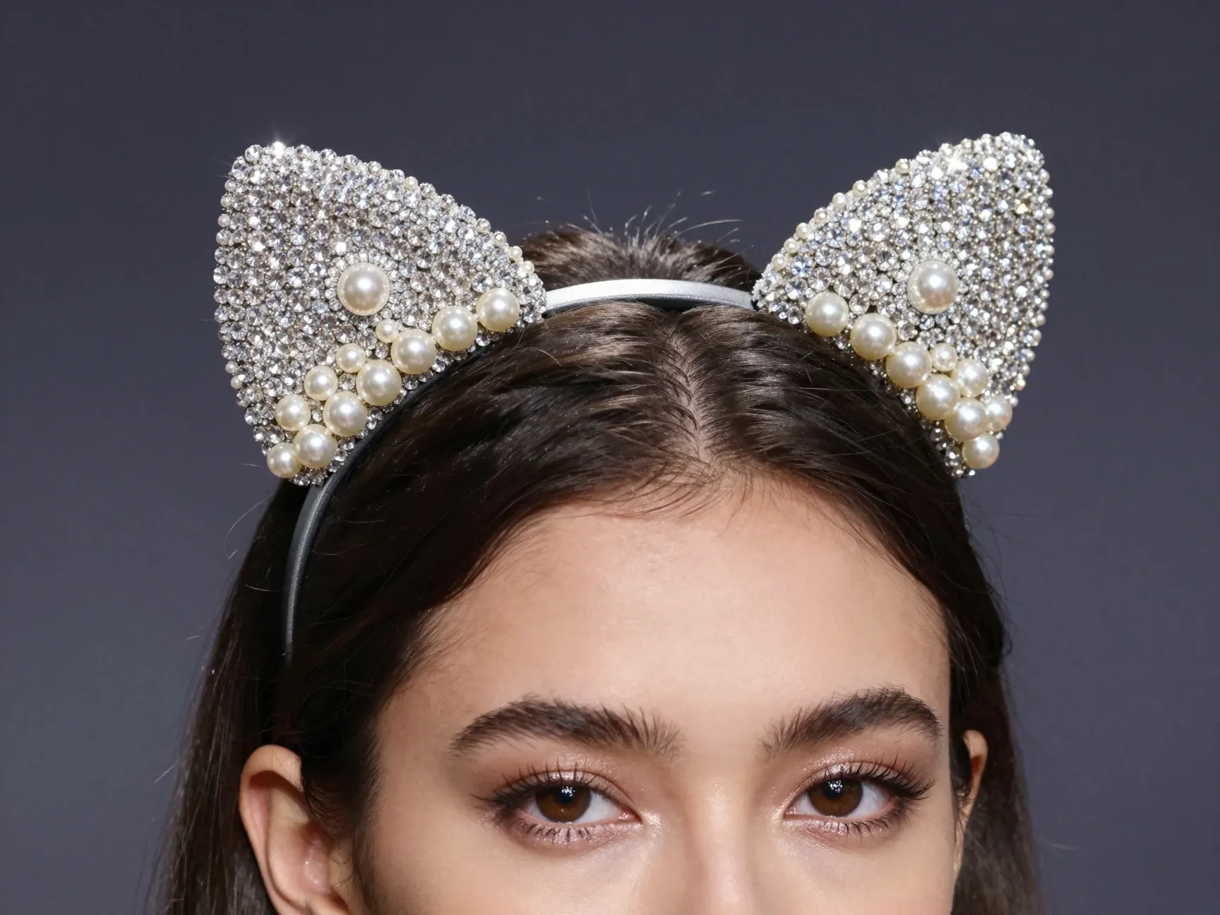 Jeweled and rhinestone cat ears headbands