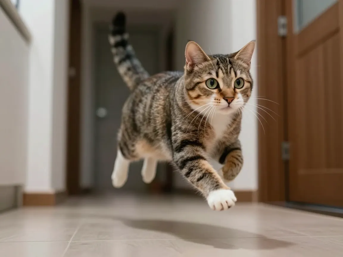 Zoomie ghost caught mid sprint