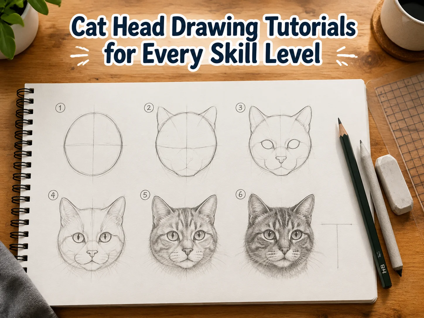 Cat head drawing tutorials for every skill level