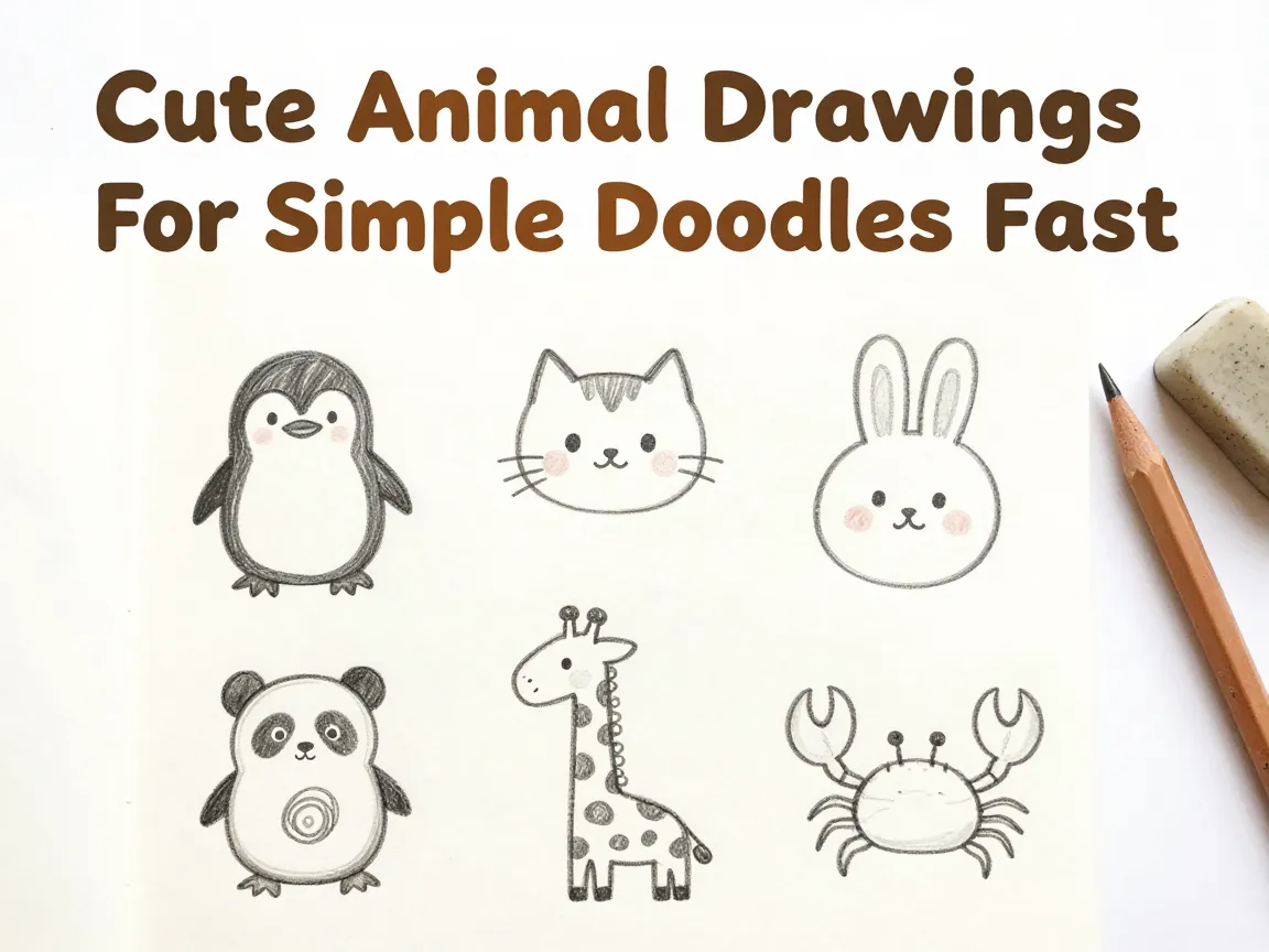 Cute animal drawings for simple doodles fast