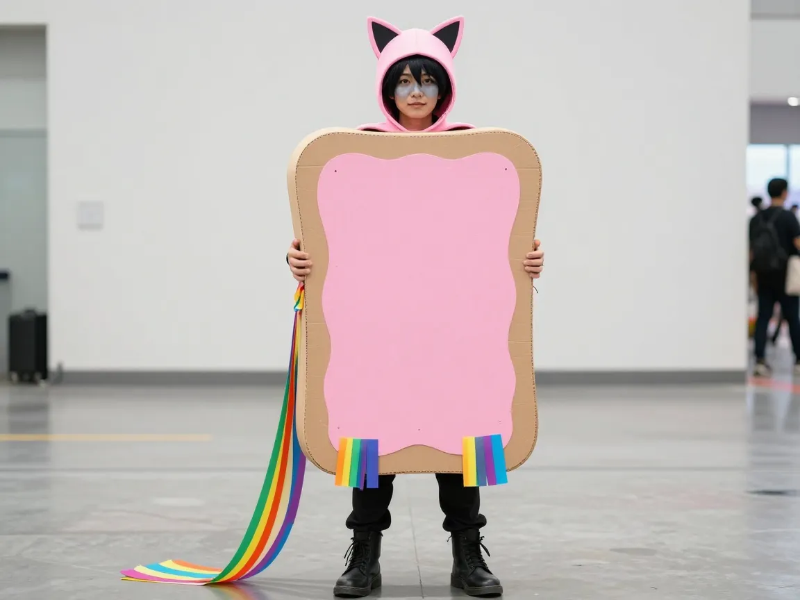 Budget pop tart body suit using foam board and streamers
