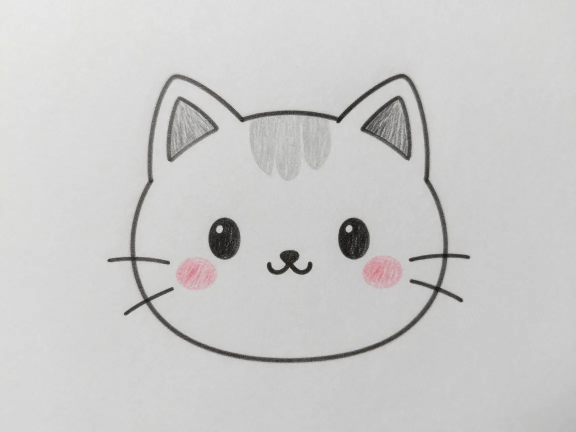 Kawaii kitty cat with triangle ears
