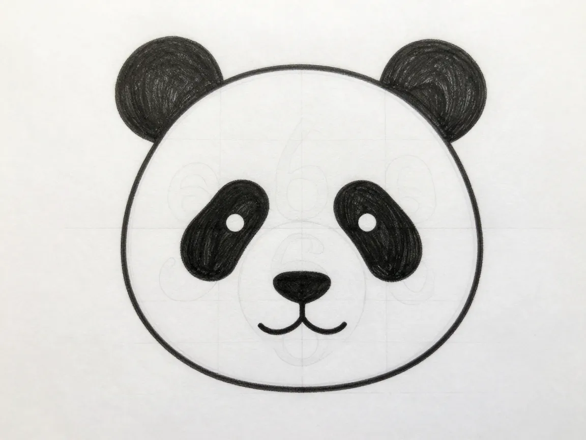 Round panda using the number 6 as a guide