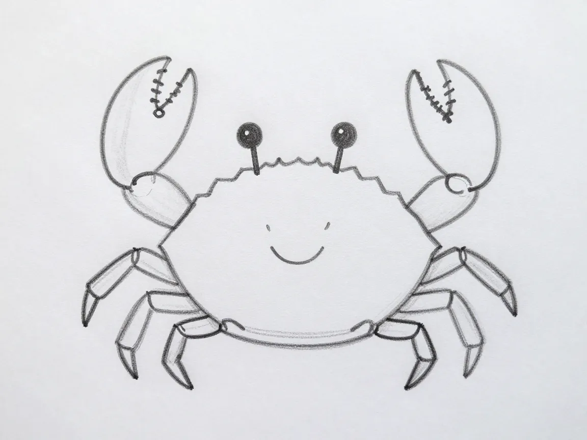 Smiling crab with two simple pincers