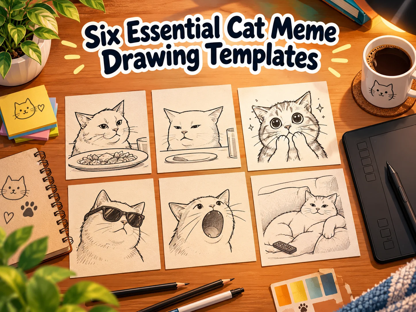 Six essential cat meme drawing templates