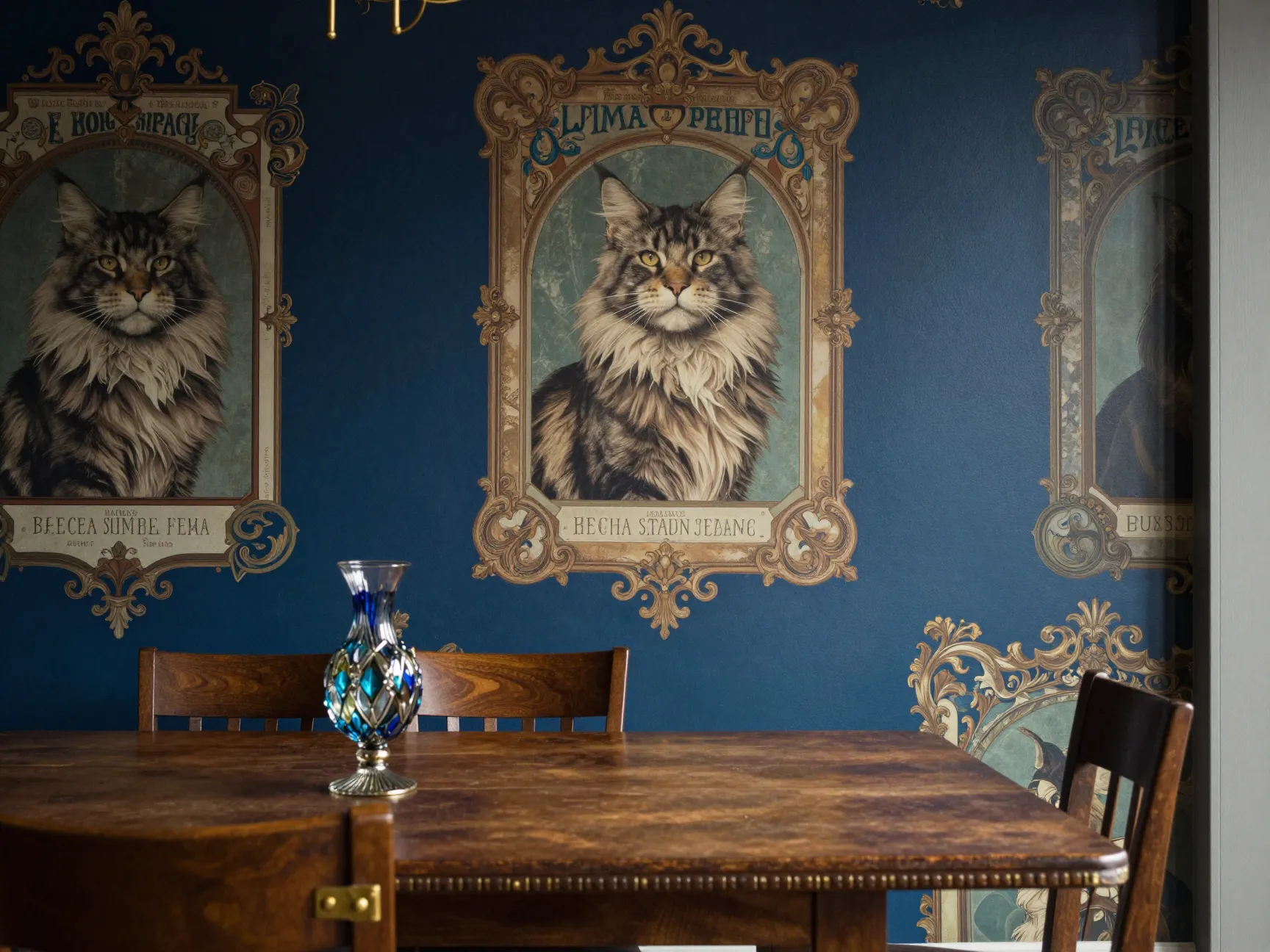 Art nouveau and vintage portrait cat wallpaper