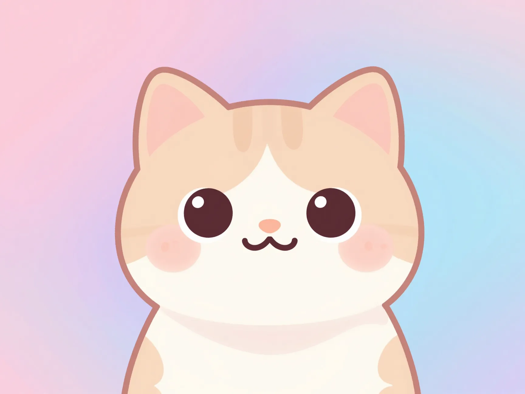 Pink pastel kawaii cat illustration