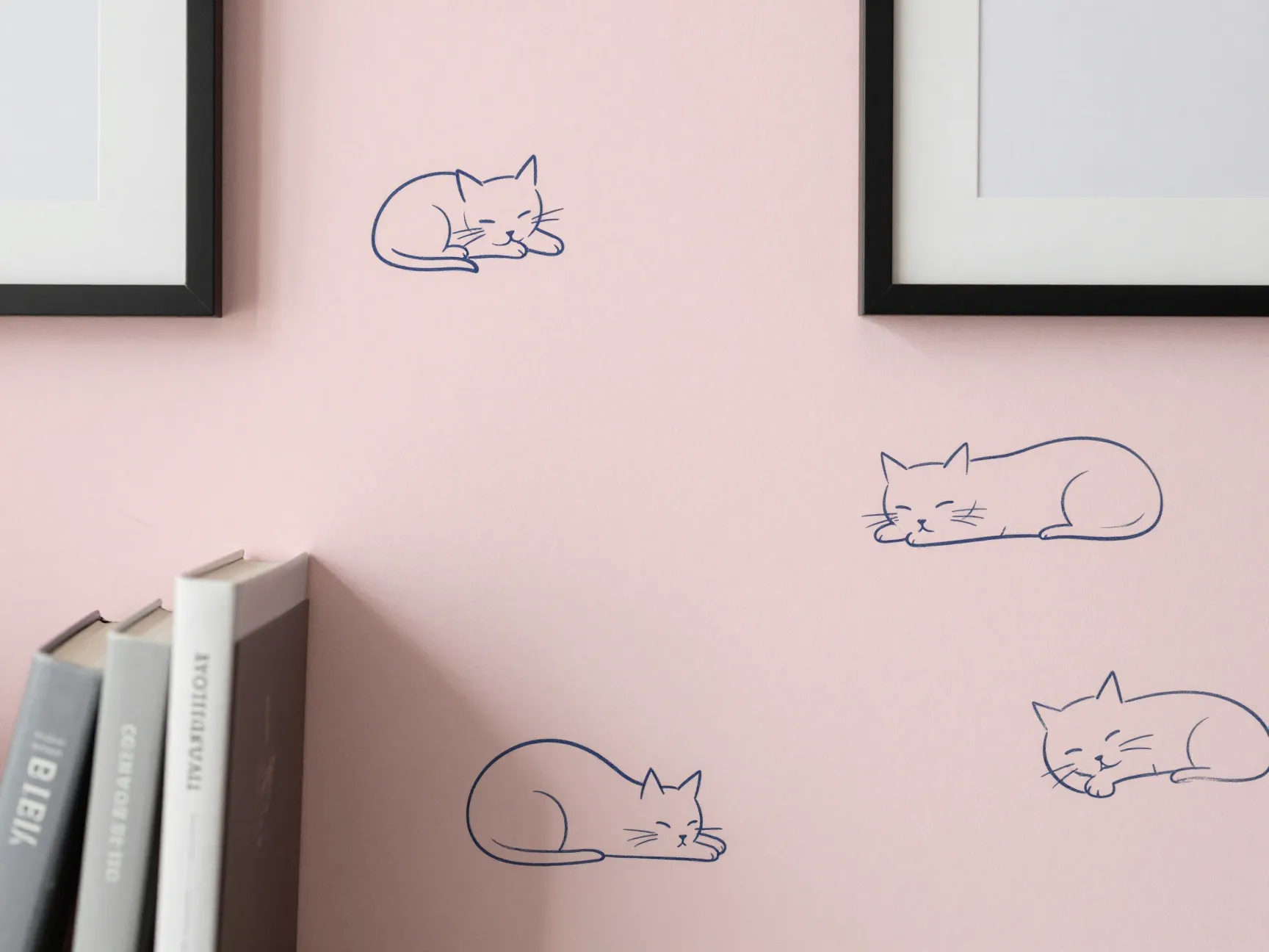 Minimalist line art and monochrome cat wallpaper
