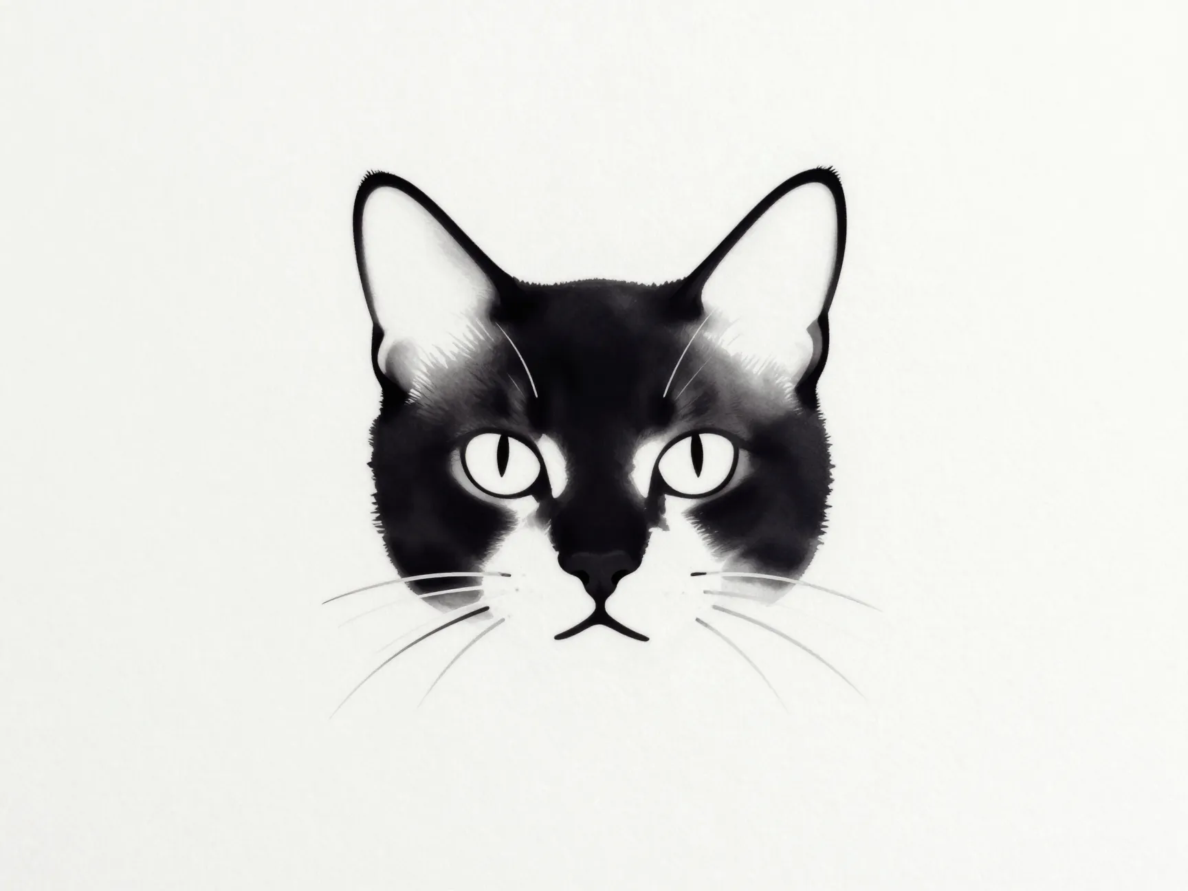 Minimalist line art cat portrait