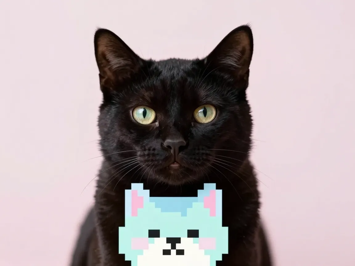 Black pastel and themed cat pfp personal branding through color and concept