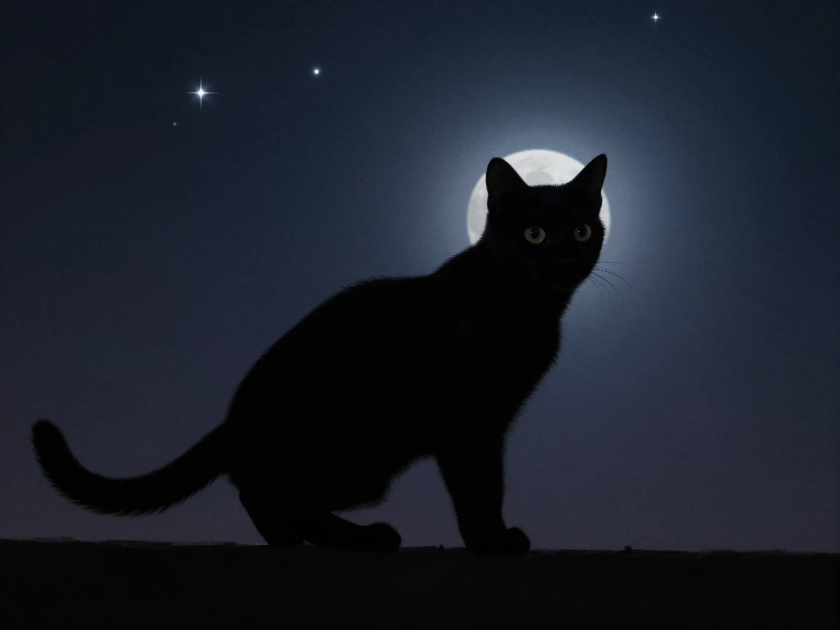 Night sky silhouette cat with interactive depth effect