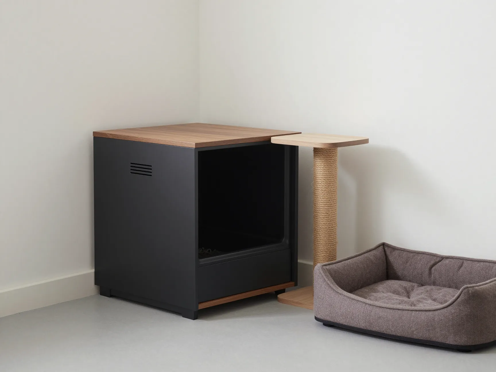 Coordinated cat furniture and hidden litter solutions