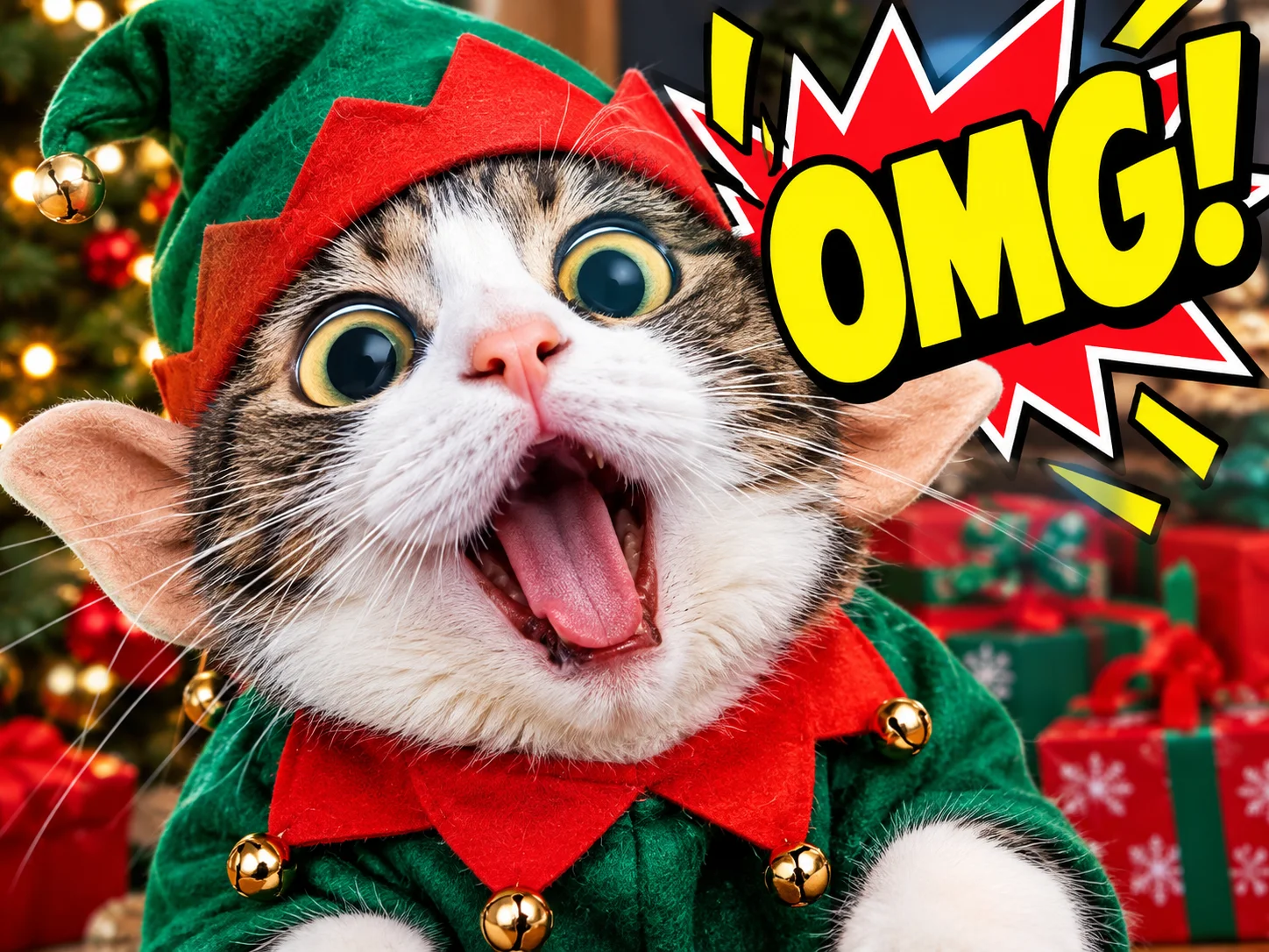 Meme style festive cat pfp