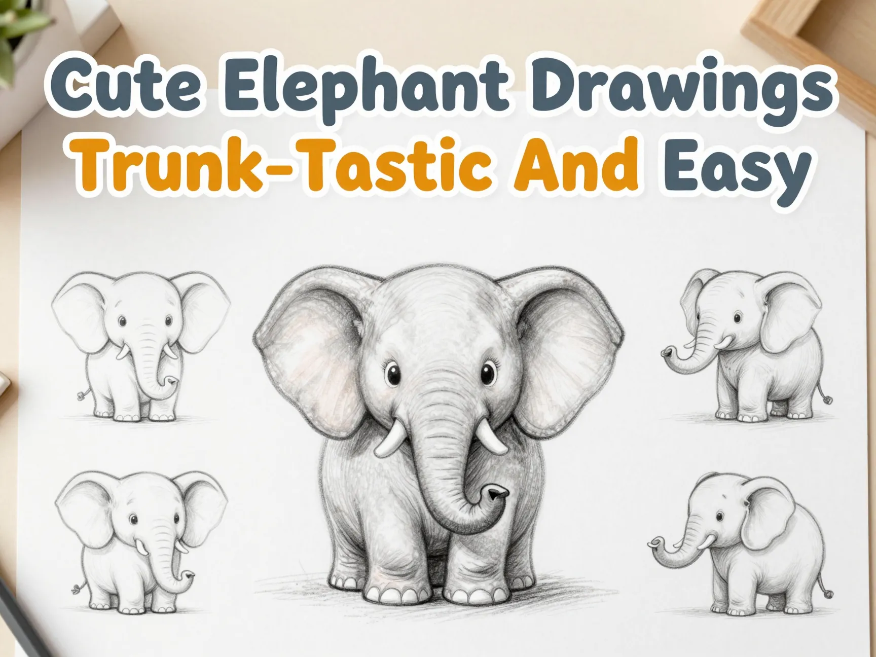 Cute elephant drawings trunk tastic and easy