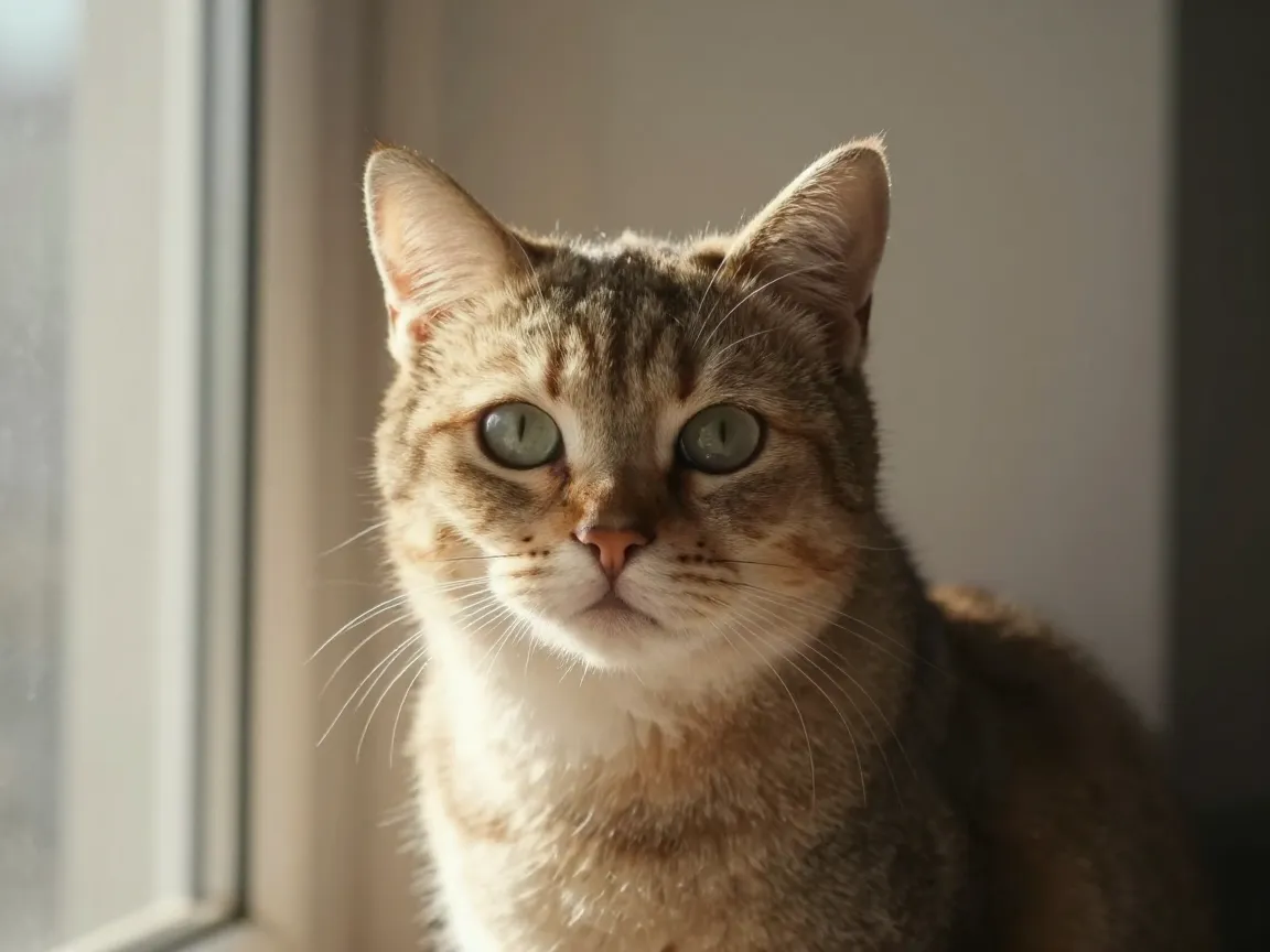 Window light kitty portrait