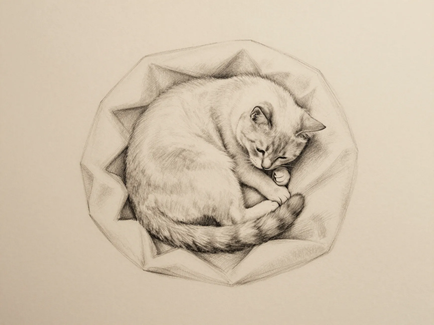 4 cozy curled up cat