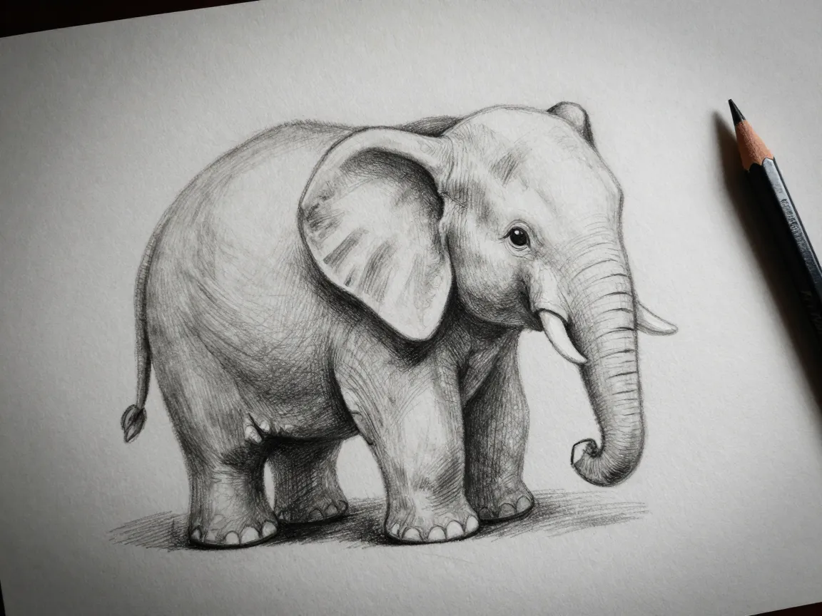 The lightly shaded semi realistic elephant