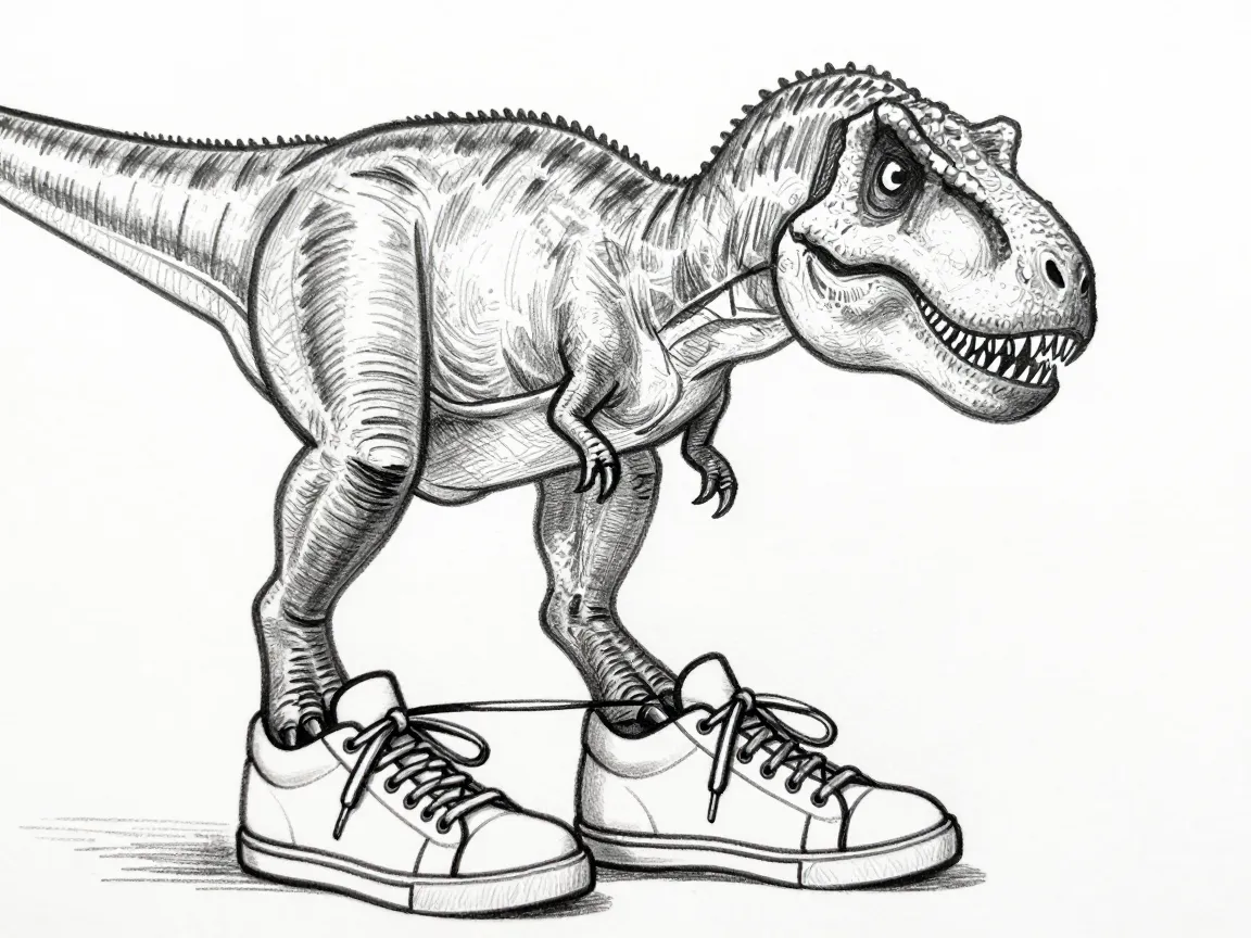 The t rex who cannot tie his shoelaces