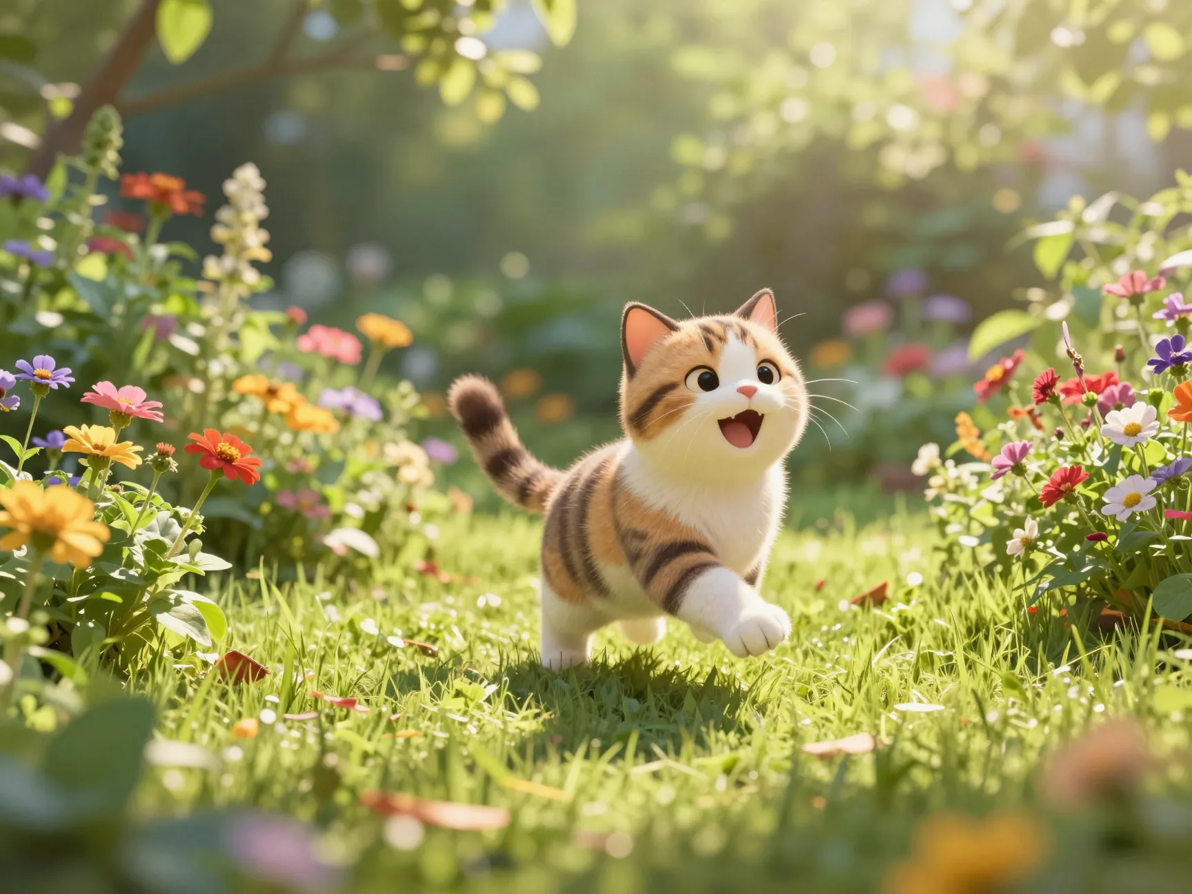 Bright summer nature cat wallpaper