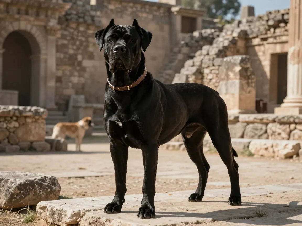 The black cane corso descends directly from roman war dogs