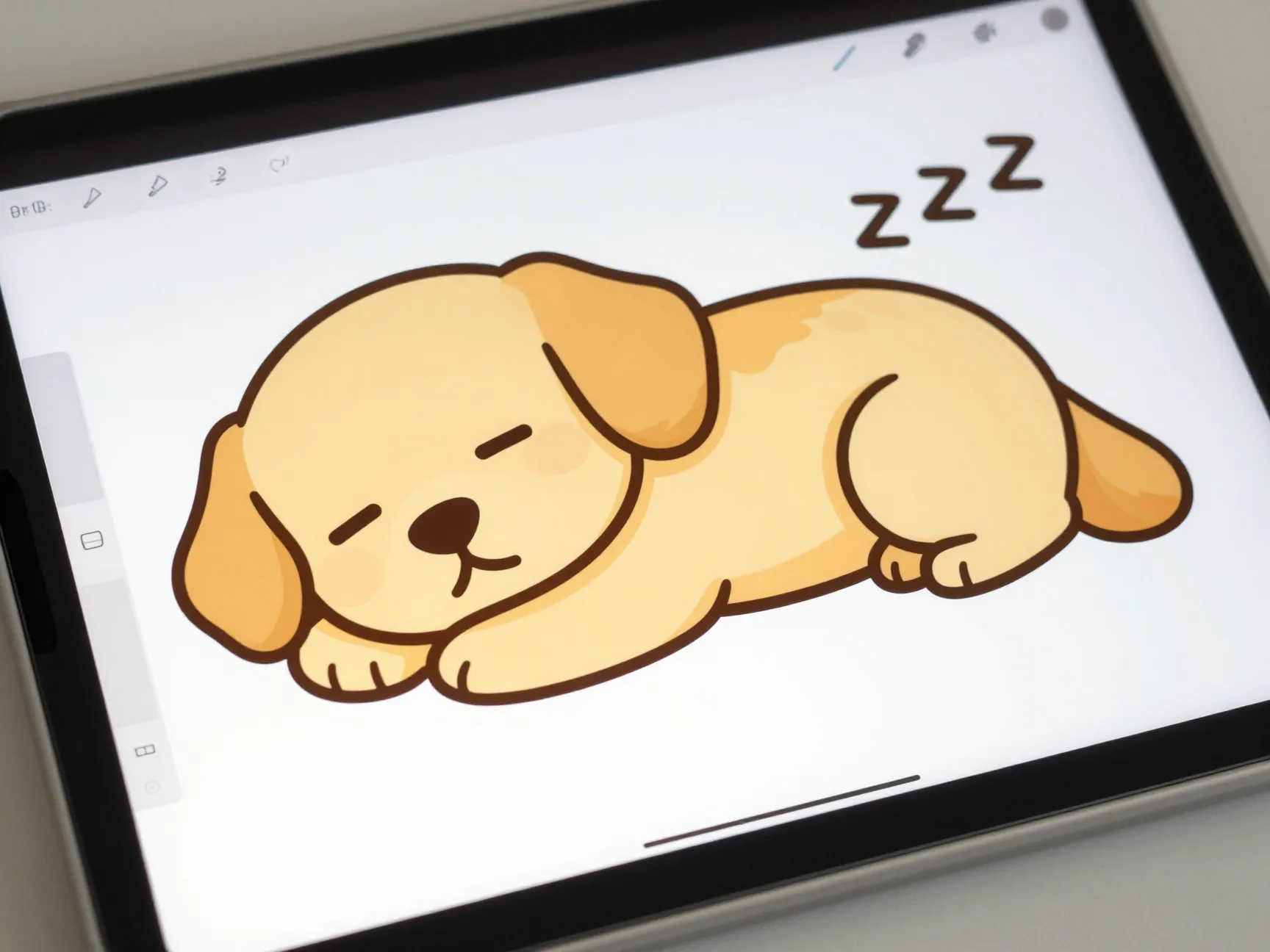 Cute cartoon or chibi sleeping golden retriever
