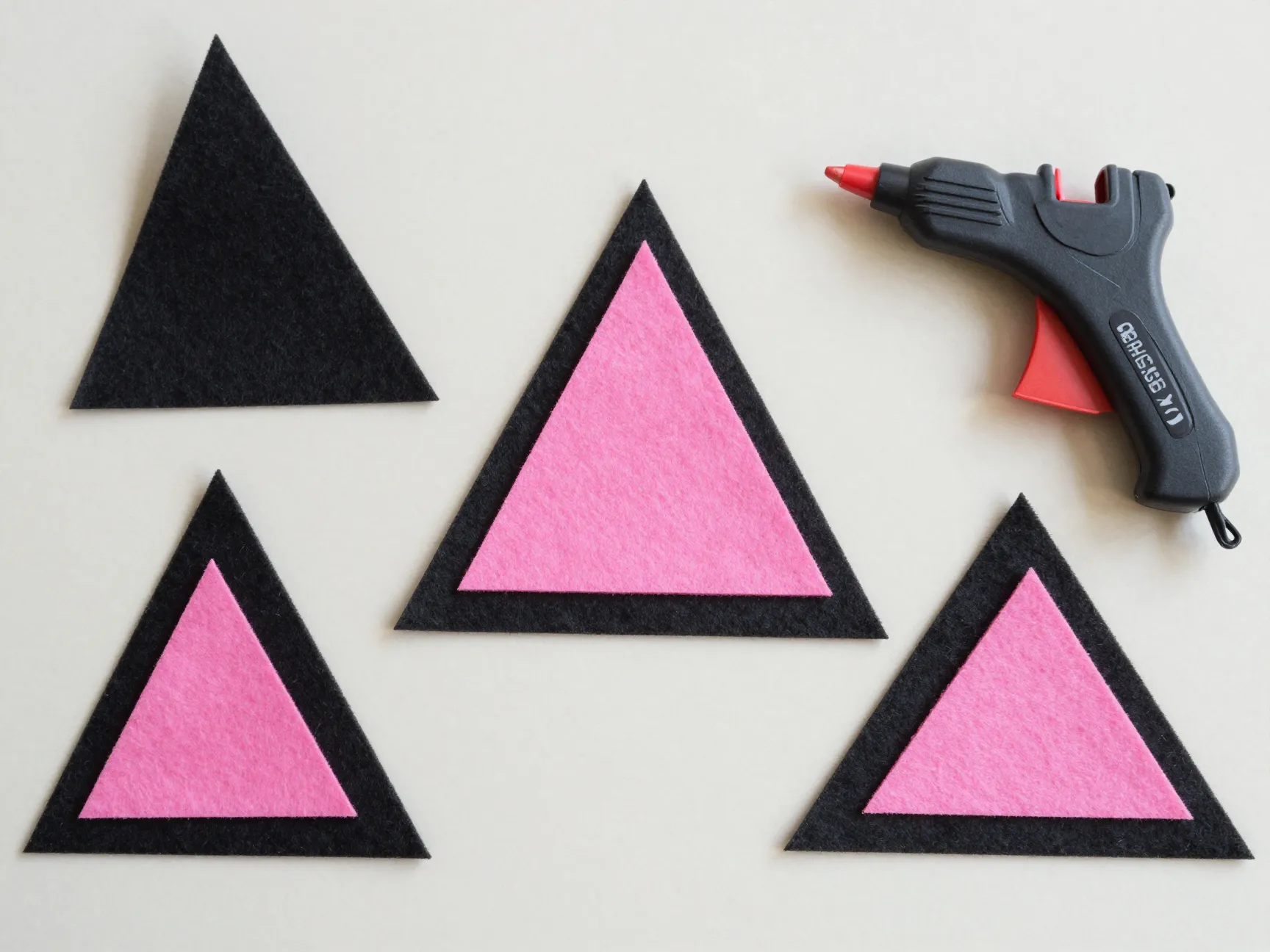 Hot glued felt ears with pink inner detail