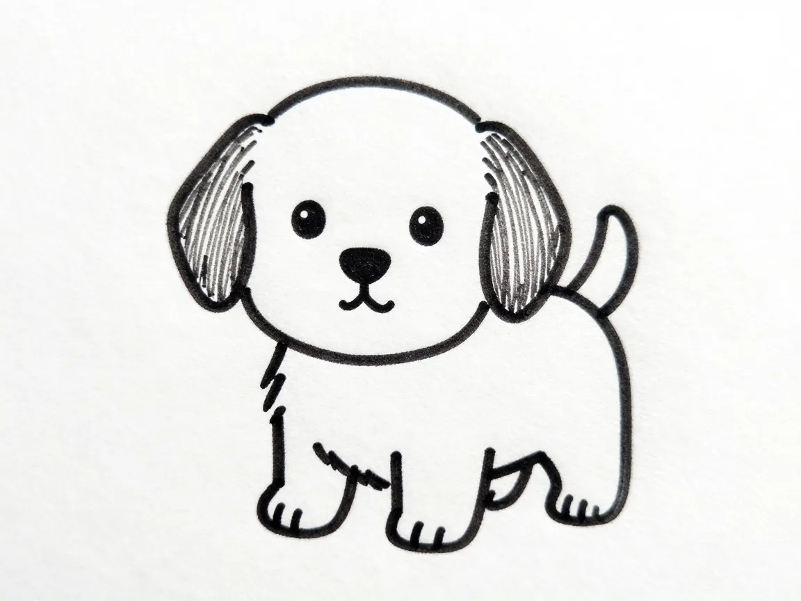 The rounded puppy with floppy ears