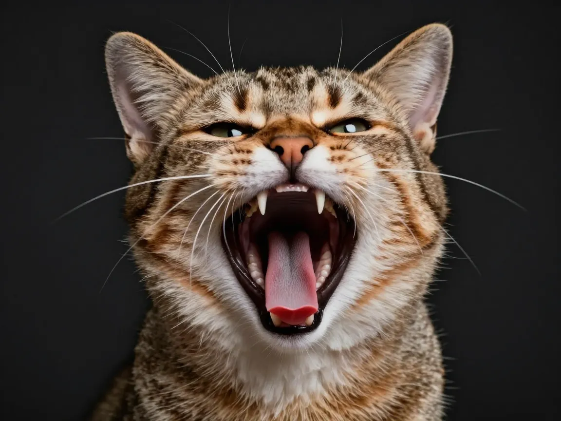 The exaggerated yawn cat