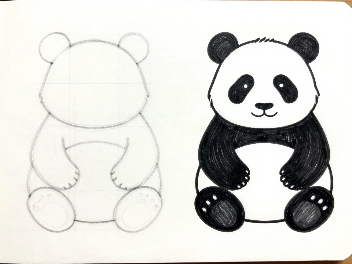The round panda with patchwork eyes
