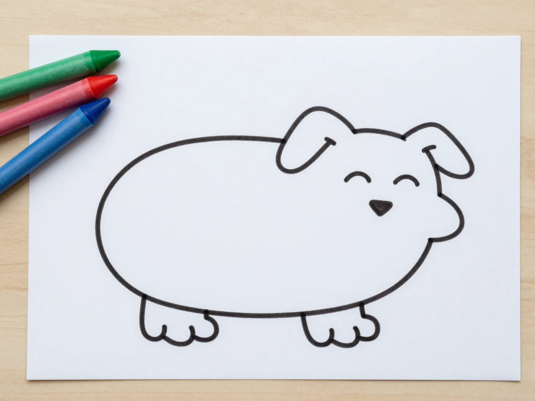 Beginner friendly kid style sleeping retriever outline