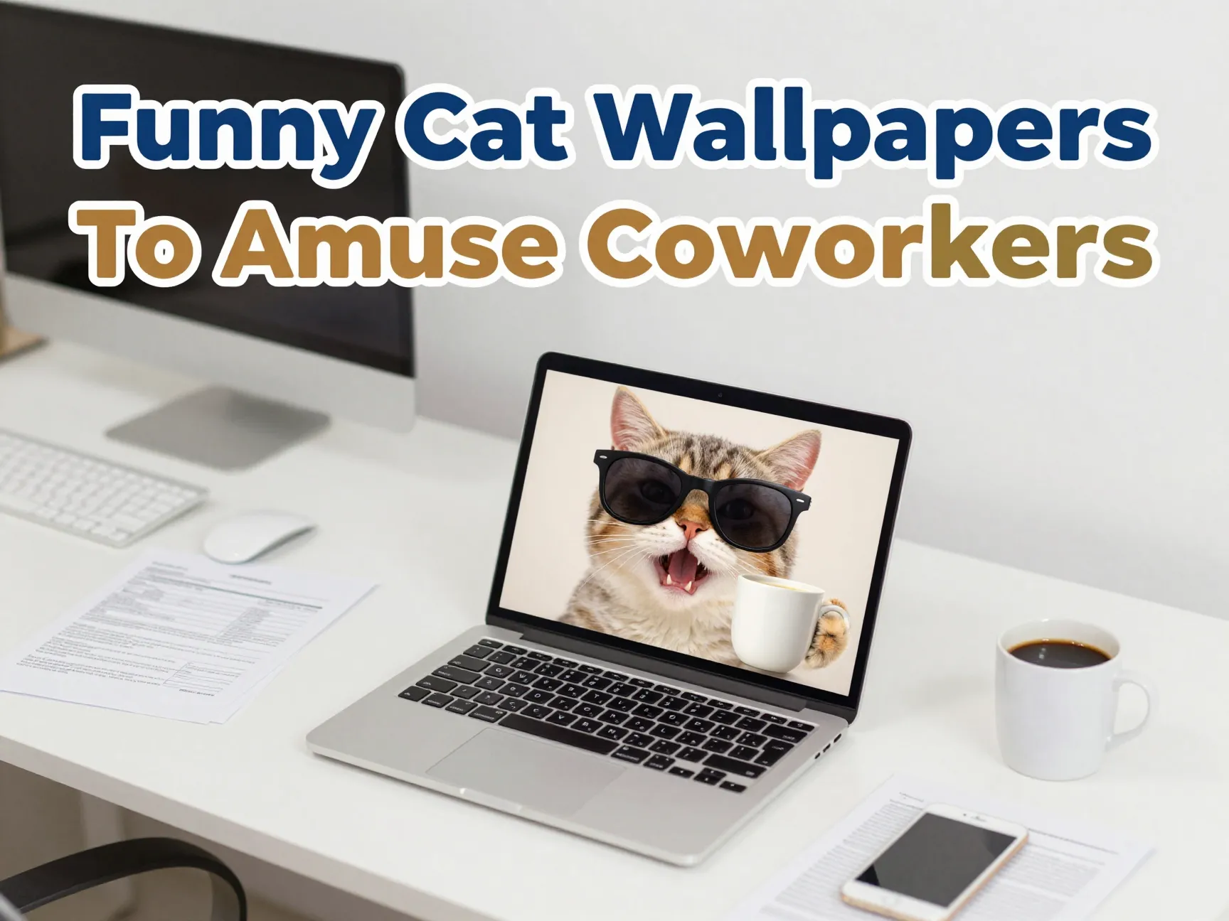 Funny cat wallpapers to amuse coworkers