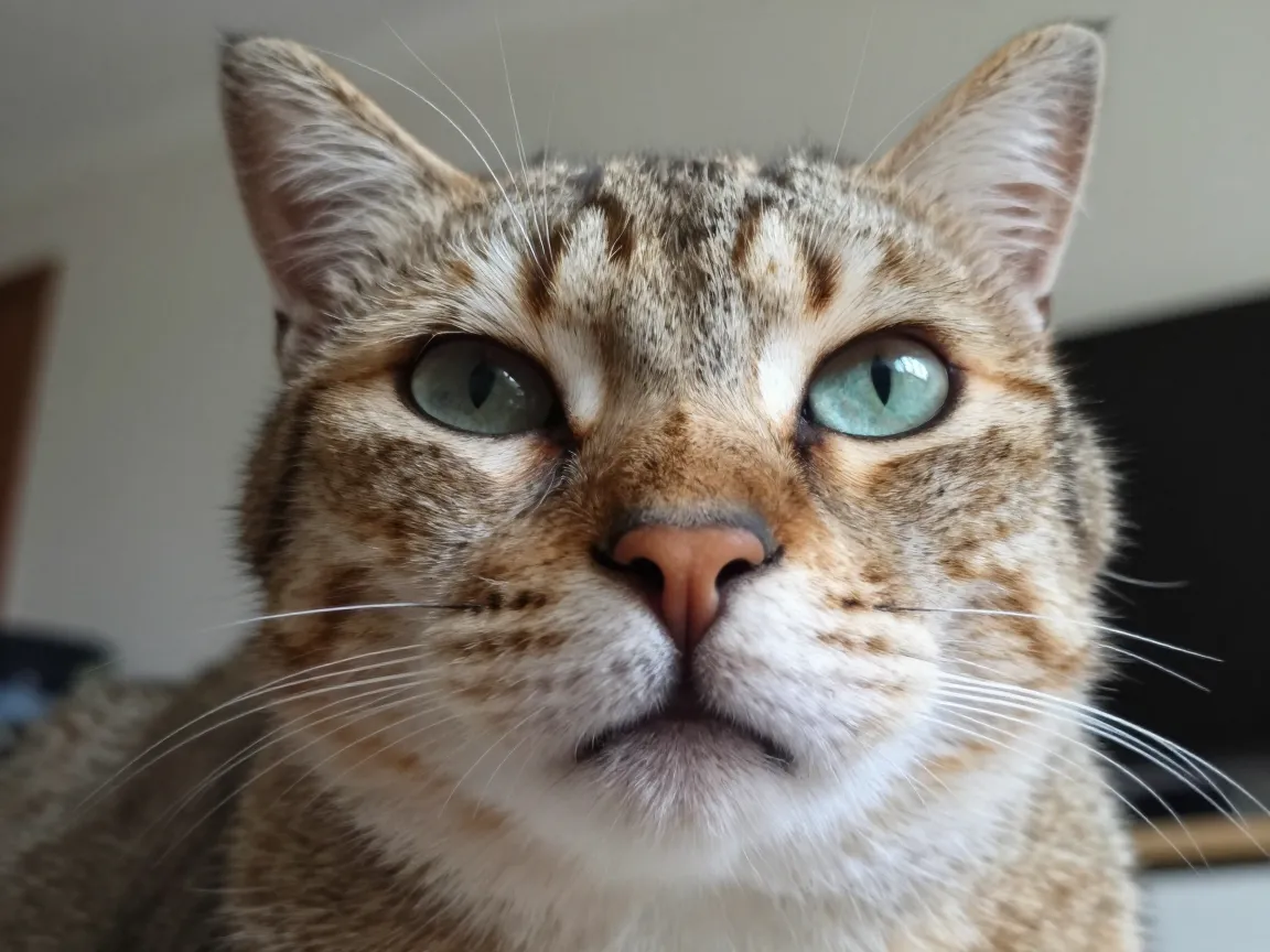Confused cat close up