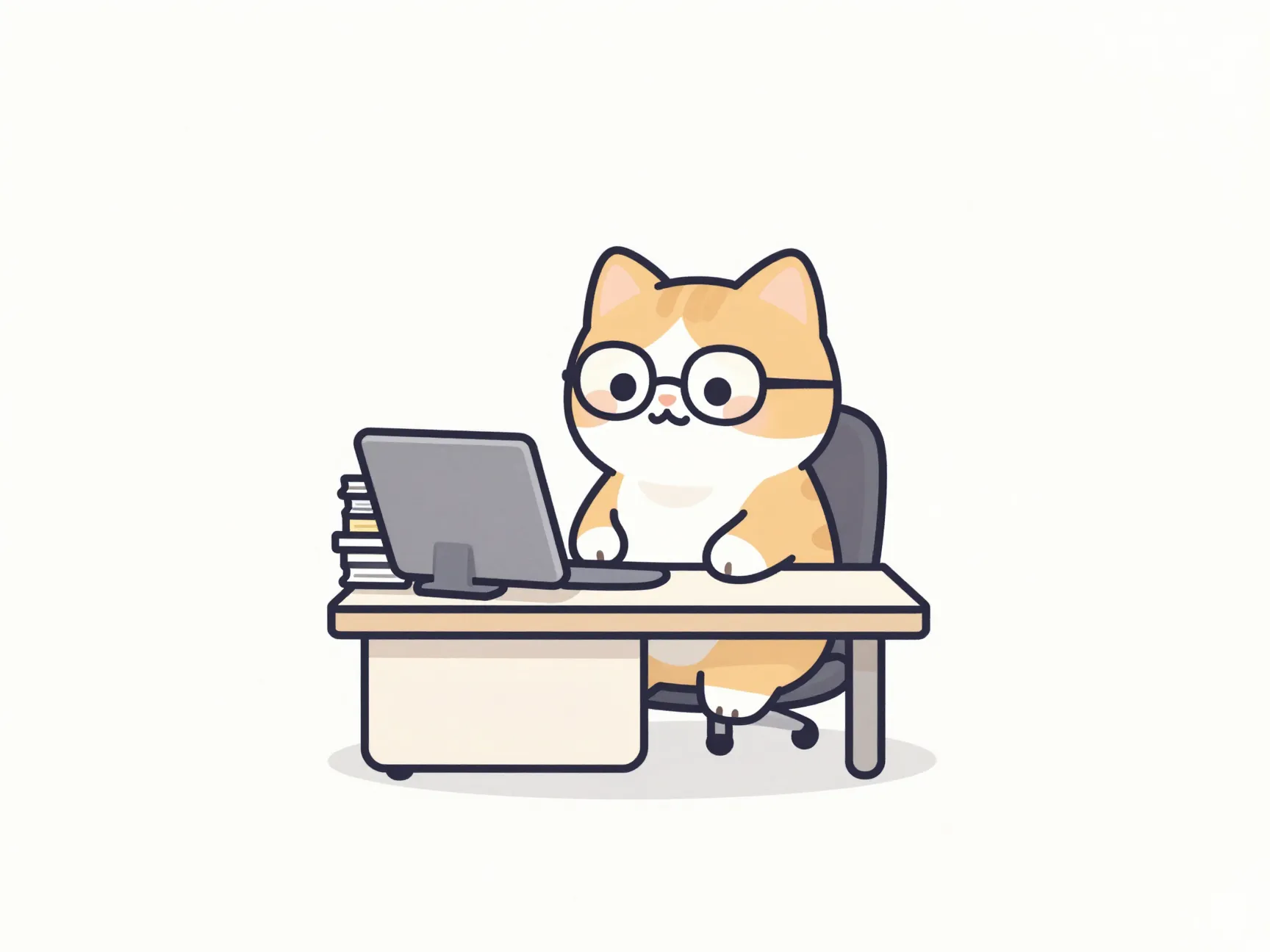 2 office themed cat doodle sets