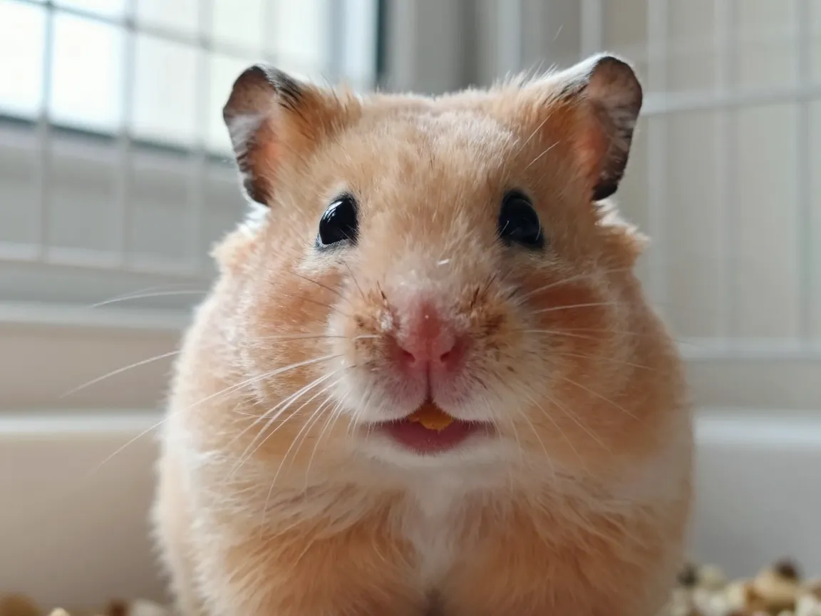 Hamster with full cheeks