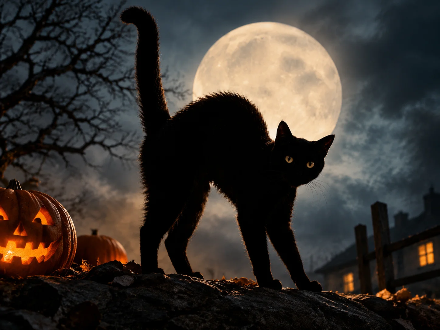 The halloween arched back cat