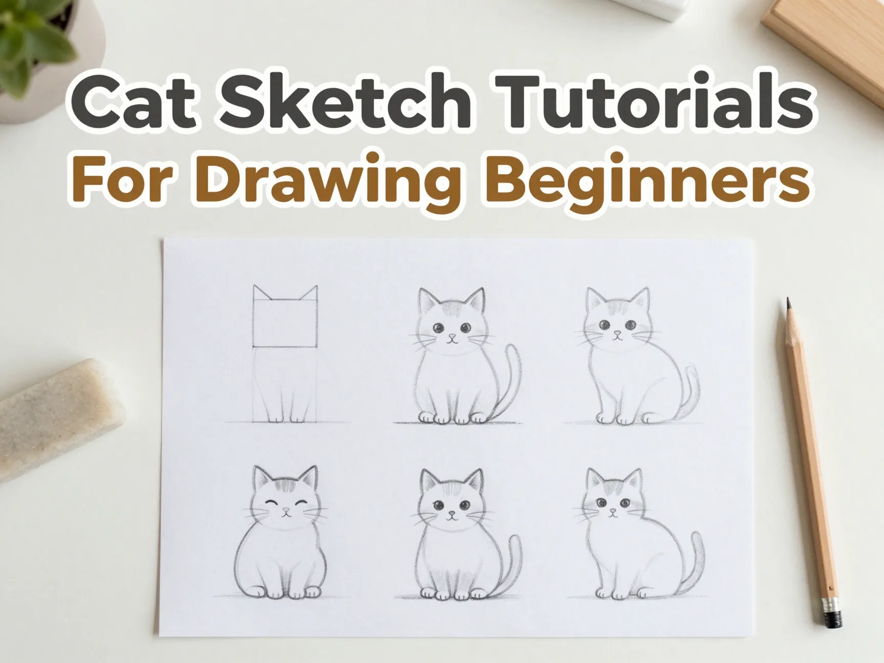 Cat sketch tutorials for drawing beginners
