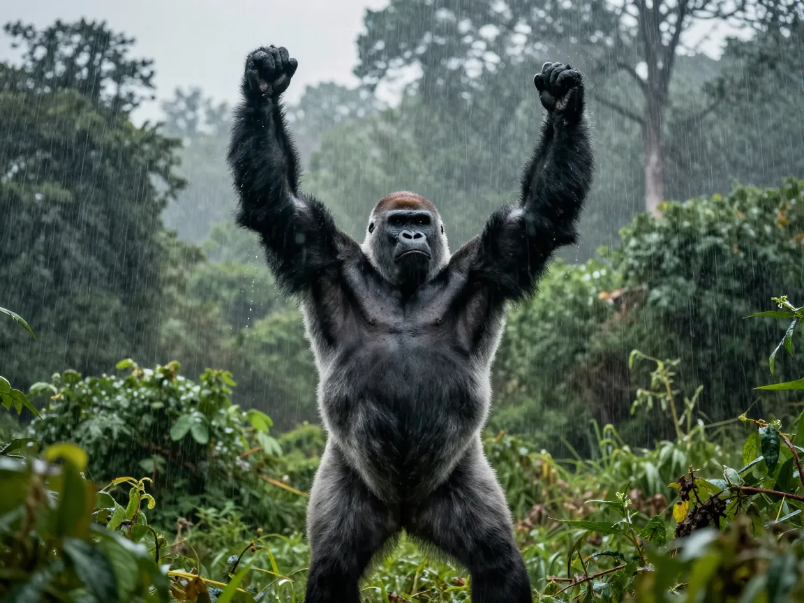 The gorilla rain dance clip