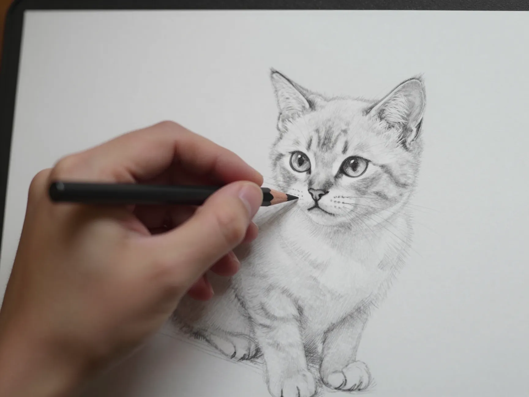 Pencil sketch kitten from the easy video tutorial series