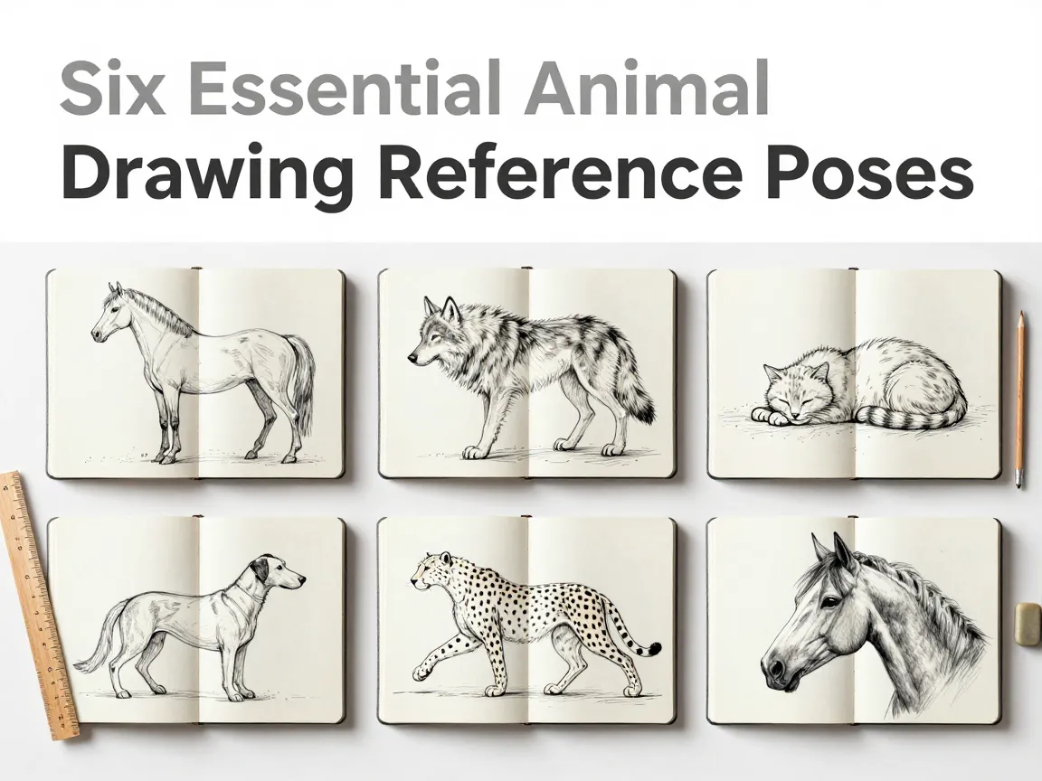 Six essential animal drawing reference poses