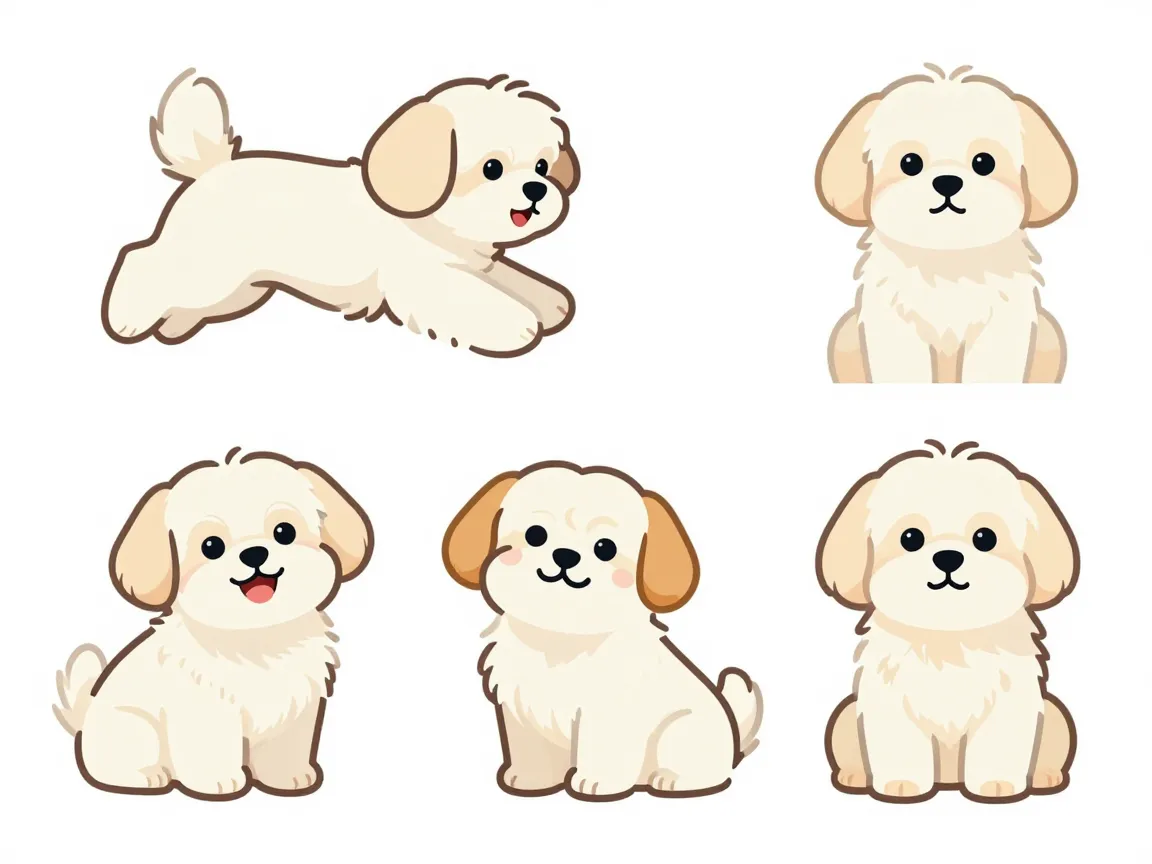 Commercial vector mascots like playful maltese and cheerful maltese