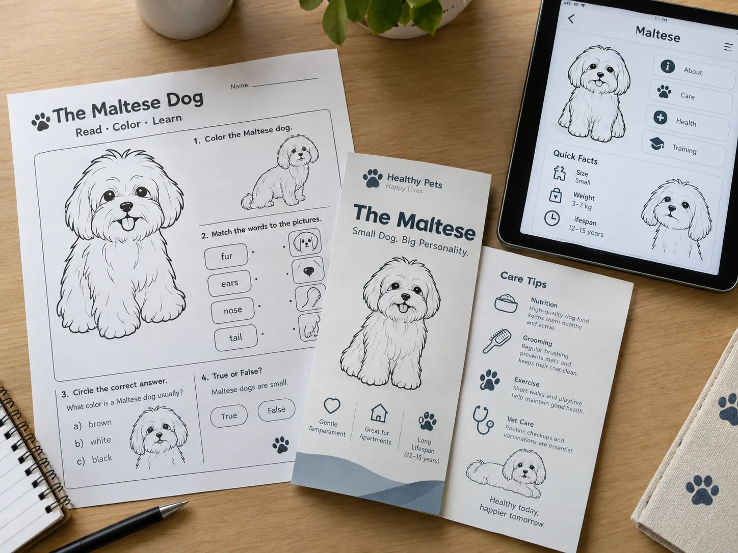 Educational and clipart line art maltese icons