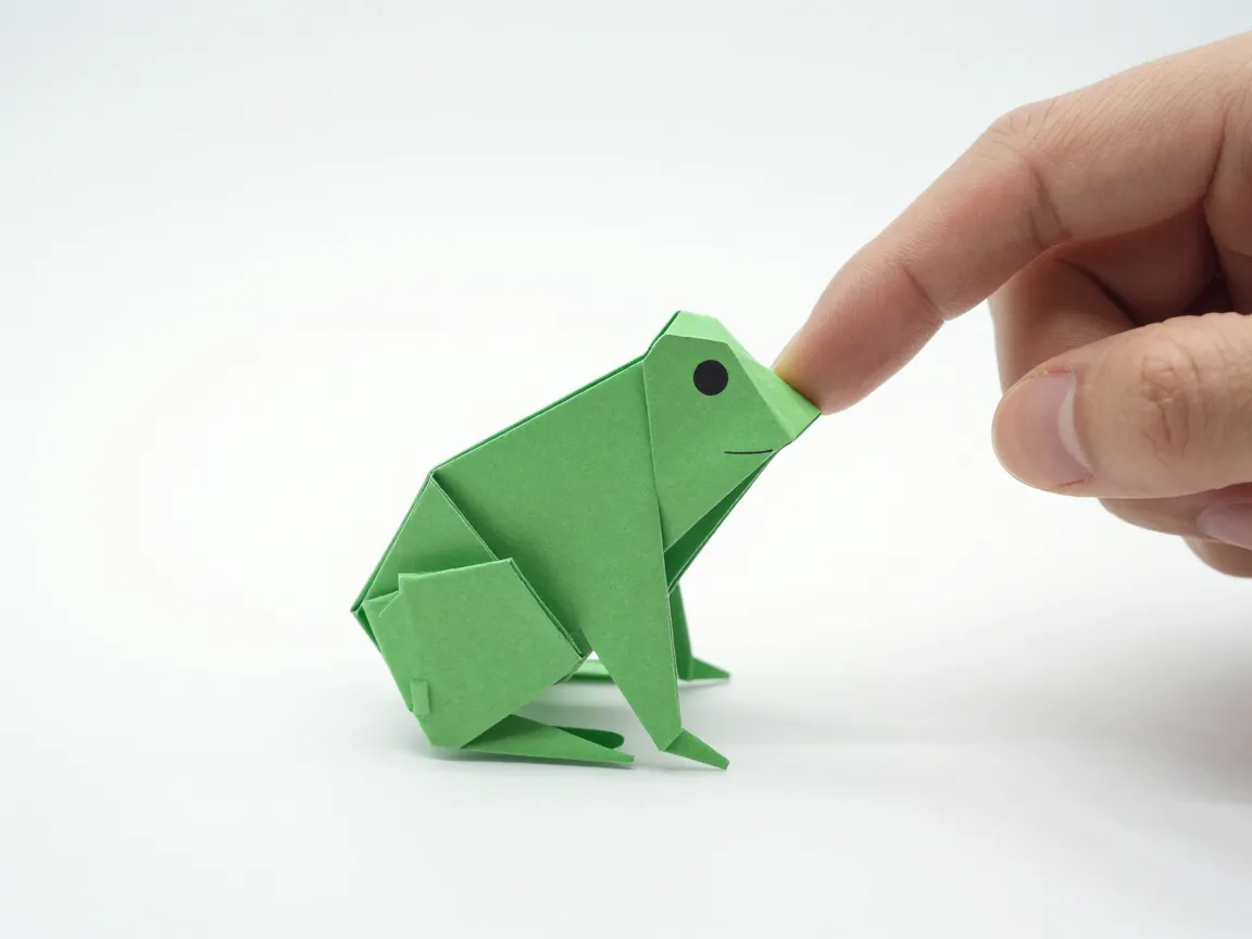 Origami leaping frog